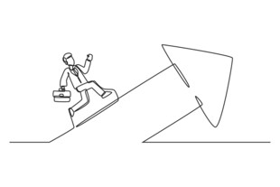 商人攀登向上箭头