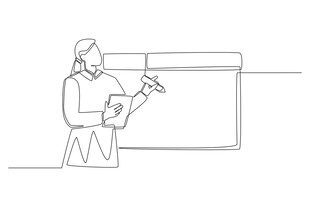 女士手持工具操作白板