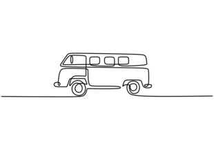 简约线条勾勒复古面包车