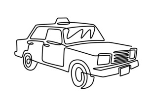 线条勾勒的复古出租车