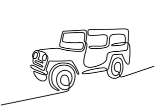 线条勾勒的复古吉普车