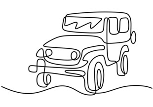 线条勾勒的越野吉普车