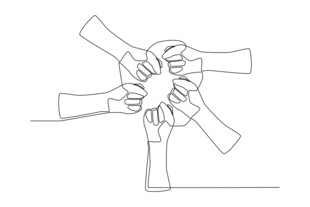 手拉手团结协作的场景