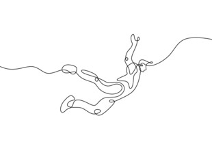 单人空中绳索动态线条画