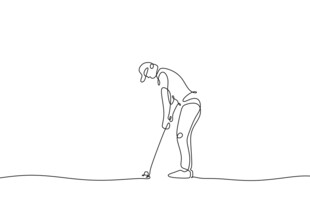 单人单线条高尔夫挥杆姿态