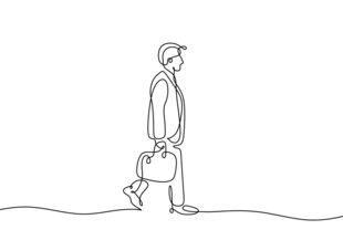 单人线条风行走姿态图