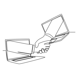 手递笔记本电脑场景图