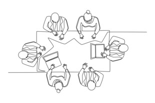 团队围桌讨论场景