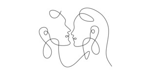 线条勾勒的亲密人物轮廓