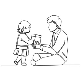 小女孩给男子送礼物