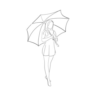撑伞女子线条画
