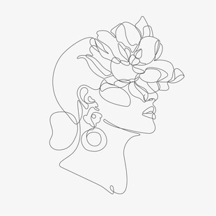 花卉装饰的女性轮廓头像