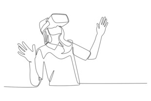体验VR的人物简笔画