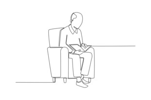 坐着的人物线条画