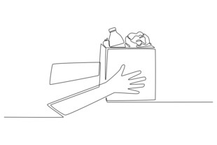 双手环抱纸盒创意插画