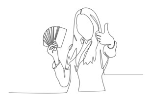 手持折扇的女性形象