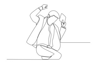 商务人士动态线条插画