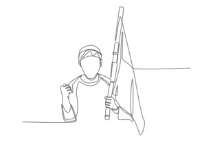 手持旗帜的人物简笔画
