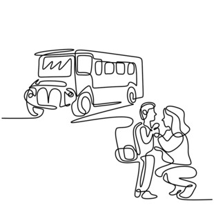 等汽车上学