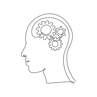人脑与齿轮的创意轮廓图