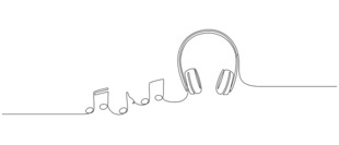 耳机音符线条创意图案