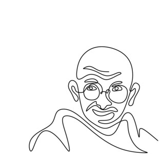 戴眼镜的光头人物线条画