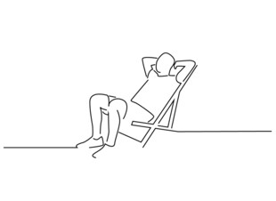 躺椅上放松的人物线条画