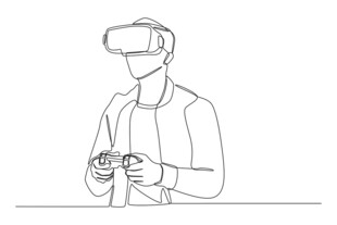 男子手持设备体验VR设备