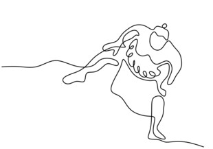 情侣亲密互动线条画
