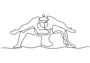 运动员起跑瞬间线条画