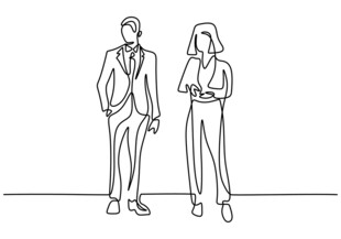 商务男女站姿线描图