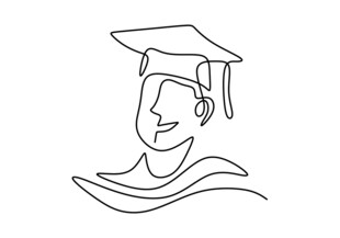 毕业学士头像线条画