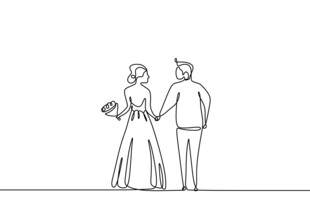 新婚夫妇甜蜜牵手瞬间