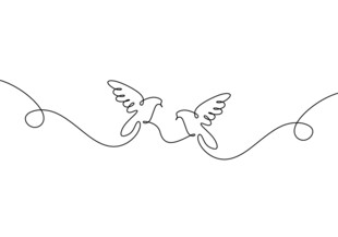 双鸟缠绕线条简约图案