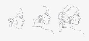 女性头部线条简约绘画