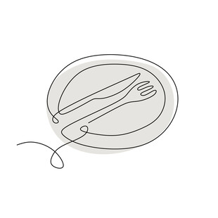 简约风餐具线条插画