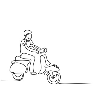 情侣骑踏板摩托浪漫画面