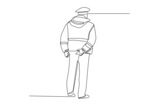 站立的制服人物简笔画