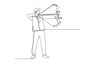 男子拉弓射箭姿态图