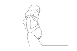 孕妇线条画展现孕育之美