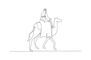 骑骆驼的人物线条画