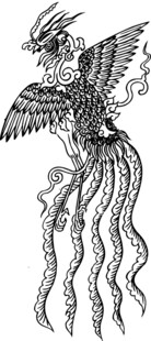 传统神话凤凰线描图案