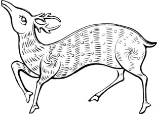 古代神兽风格的奔跑小鹿
