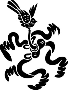 鸟与藤蔓的抽象艺术图案