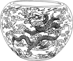 龙纹瓷缸图案设计素材