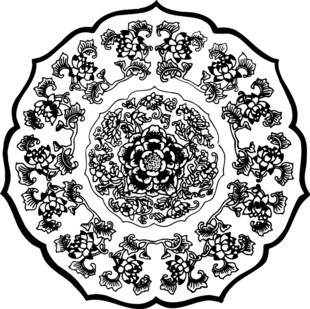 中式传统圆形花纹图案