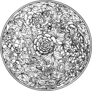 圆形花卉图案装饰画