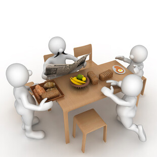 3D小人围桌享美食聚会