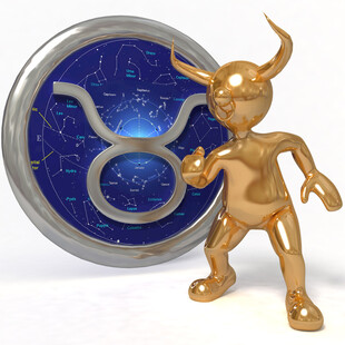 金牛座金色雕像与星座符号