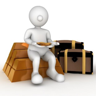 小人坐拥金砖与礼盒
